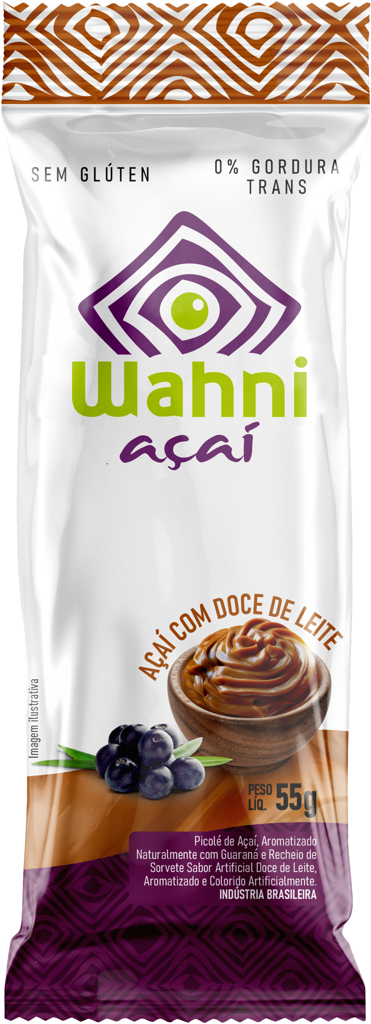 Picolé Wahni Açaí Original com Recheio de Doce de Leite